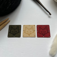 1.5” square ultrasuede tags sleeping fox