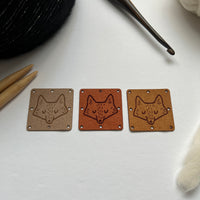1.5” square ultrasuede tags sleeping fox