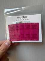 ultrasuede sew-on "hands, yarn, needles"