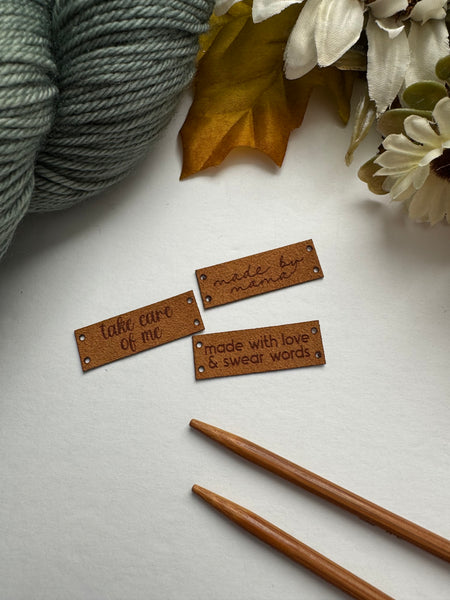 custom 1 x 1.5 inch ultra suede tags set of 10