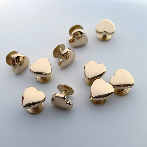Heart-shaped rivets set of 5