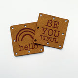 1.5” square ultrasuede tags