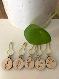 knitting crochet stitch markers set of 5 floral