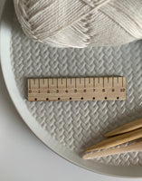 laser engraved ruler with stitch marker holder