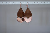 walnut and rose gold mirrored earrings