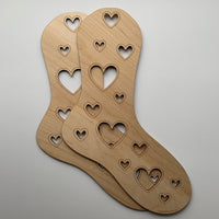 I love socks, hearts wooden sock blockers