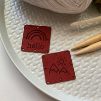 1.5” square ultrasuede tags