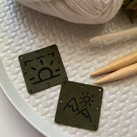 1.5” square ultrasuede tags